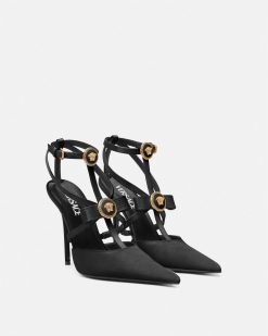 Gianni Ribbon | Versace Gianni Ribbon Escarpins Cage En Satin 110 Mm