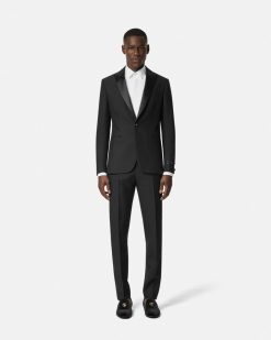 Blazers Et Costumes | Versace Blazer A Boutonnage Droit En Mohair Melange