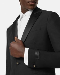 Blazers Et Costumes | Versace Blazer A Boutonnage Droit En Mohair Melange