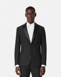 Blazers Et Costumes | Versace Blazer A Boutonnage Droit En Mohair Melange