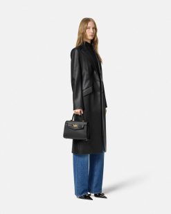 Vetements D'Exterieur Et Manteaux | Versace Manteau A Boutonnage Droit En Cuir