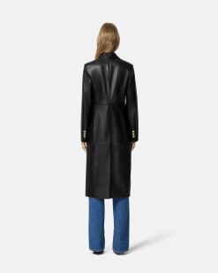 Vetements D'Exterieur Et Manteaux | Versace Manteau A Boutonnage Droit En Cuir