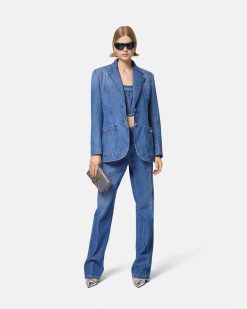 Denim | Versace Blazer Oversize Ajuste En Jean