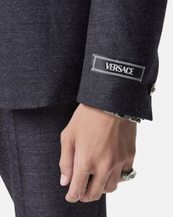 Blazers Et Costumes | Versace Blazer A Boutonnage Droit Et Chevrons