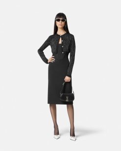 Maille | Versace Cardigan Court En Maille Motif Barocco Lurex