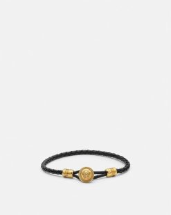 Bracelets | Versace Bracelet Medusa Biggie En Cuir Tresse