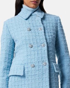 Vetements D'Exterieur Et Manteaux | Versace Manteau Long Trapeze En Tweed Boucle