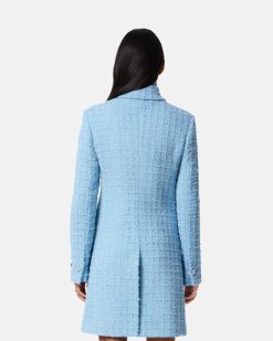 Vetements D'Exterieur Et Manteaux | Versace Manteau Long Trapeze En Tweed Boucle