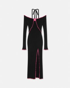 Vetements | Versace Robe Longue En Maille Cotelee V-Emblem