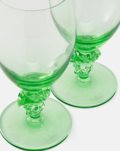 Verres Et Coupes | Versace Lot De 2 Verres A Vin Blanc Medusa Lumiere