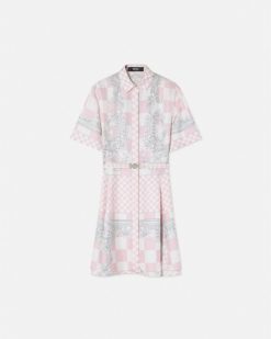 Robes | Versace Robe-Chemise Mi-Longue Medusa Contrasto