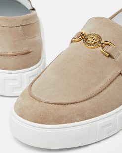 Greca | Versace Mocassins En Daim Medusa '95 A Bordure Greca