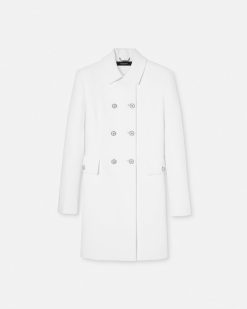 Vetements D'Exterieur Et Manteaux | Versace Manteau Trapeze A Boutonnage Croise En Crepe