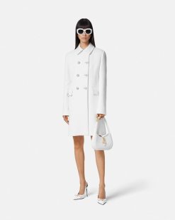 Vetements D'Exterieur Et Manteaux | Versace Manteau Trapeze A Boutonnage Croise En Crepe