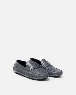 Chaussures Drivers | Versace Mocassins Medusa En Cuir Effet Croco