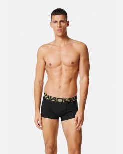 Boxers | Versace Lot De Deux Boxers Adherents A Bordure Greca