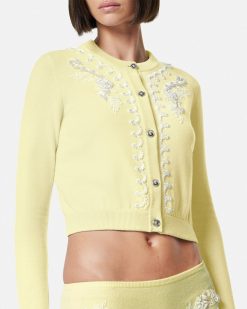 Maille | Versace Cardigan Brode En Cachemire