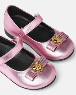 Chaussures | Versace Ballerines Metallisees Gianni Ribbon Baby