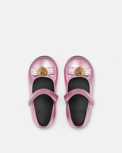 Chaussures | Versace Ballerines Metallisees Gianni Ribbon Baby