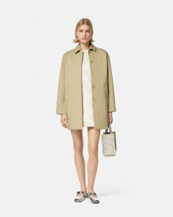 Vetements D'Exterieur Et Manteaux | Versace Trench Court En Gabardine