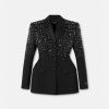 Vestes Et Blazers | Versace Blazer En Jacquard Crocodile Avec Cristaux