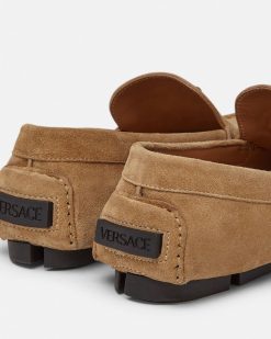 Chaussures Drivers | Versace Mocassins Driver En Daim La Medusa