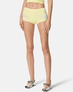 Pantalons Et Shorts | Versace Short Brode En Maille De Cachemire