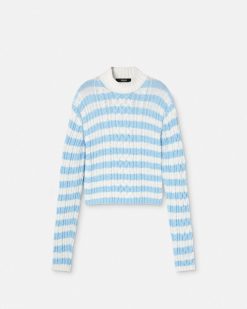 Maille | Versace Pull En Maille Torsadee Nautical Stripe