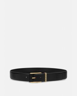 Ceintures | Versace Ceinture En Cuir A Detail Greca