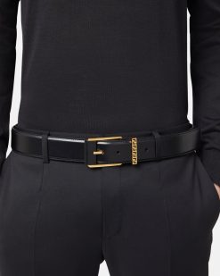 Ceintures | Versace Ceinture En Cuir A Detail Greca