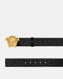 Ceintures | Versace Ceinture En Cuir La Medusa Greca