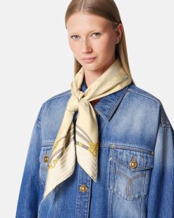 Accessoires Textiles | Versace Grand Foulard Greca Nautical En Soie 90 Cm