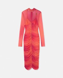 Vetements | Versace Robe Mi-Longue Froncee En Mesh