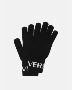 Accessoires Textiles | Versace Gants En Maille Cotelee Versace Allover