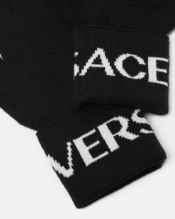 Accessoires Textiles | Versace Gants En Maille Cotelee Versace Allover