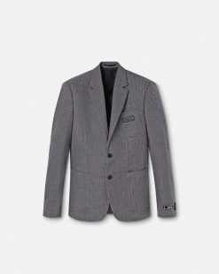 Blazers Et Costumes | Versace Blazer A Boutonnage Droit En Laine Moulinee