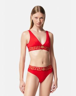 Maillots De Bain | Versace Haut De Bikini A Bordure Greca