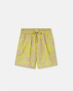 Maillots De Bain | Versace Short De Surf Mi-Long Barocco Stencil