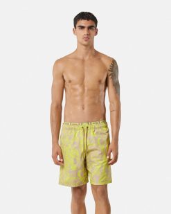 Maillots De Bain | Versace Short De Surf Mi-Long Barocco Stencil