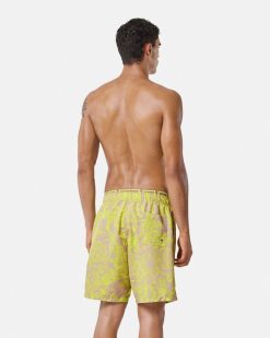 Maillots De Bain | Versace Short De Surf Mi-Long Barocco Stencil