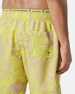 Maillots De Bain | Versace Short De Surf Mi-Long Barocco Stencil