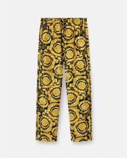 Loungewear Et Pyjamas | Versace Bas De Pyjama En Soie A Imprime Barocco