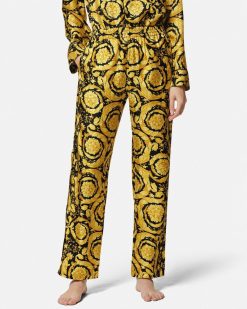 Loungewear Et Pyjamas | Versace Bas De Pyjama En Soie A Imprime Barocco