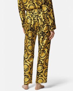 Loungewear Et Pyjamas | Versace Bas De Pyjama En Soie A Imprime Barocco