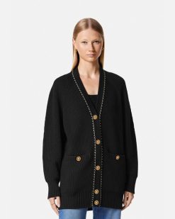 Maille | Versace Cardigan Long En Maille