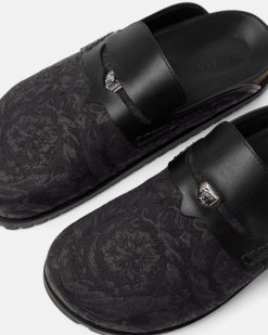 Sandales Et Claquettes | Versace Mules Medusa En Jacquard Barocco