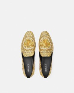 Mocassins | Versace Chaussons En Satin Barocco