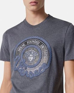 T-Shirts Et Polos | Versace T-Shirt Nautical Medusa Avec Cristaux