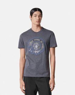 T-Shirts Et Polos | Versace T-Shirt Nautical Medusa Avec Cristaux