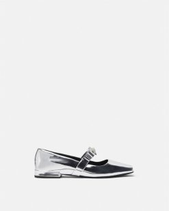 Gianni Ribbon | Versace Ballerines Ouvertes Metallisees Gianni Ribbon